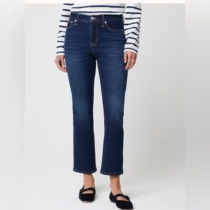 J. Crew Mid-Rise Flare Crop Jeans in Deep Blue